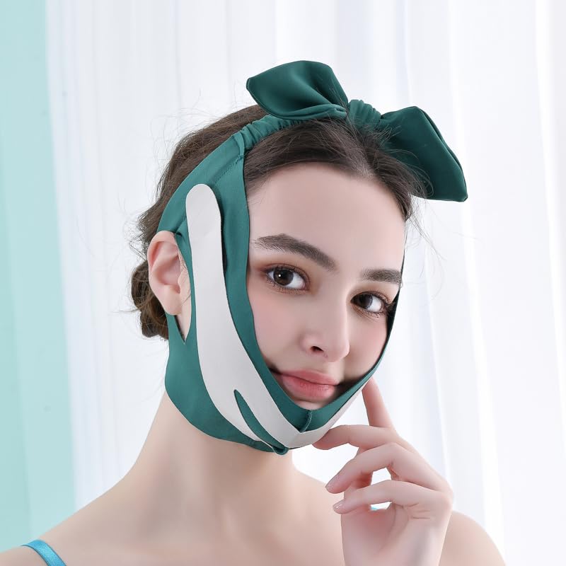 PANLOPU V-Line Face-Lifting Mask Sleep Mask Promote Fat Burning Reusable Graceful Face Mask (Green) - Image 4